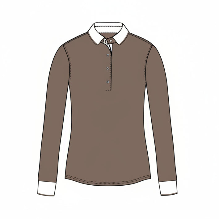 Scarlett Long Sleeve Polo with Crowley Collar and Cuffs - Rye
