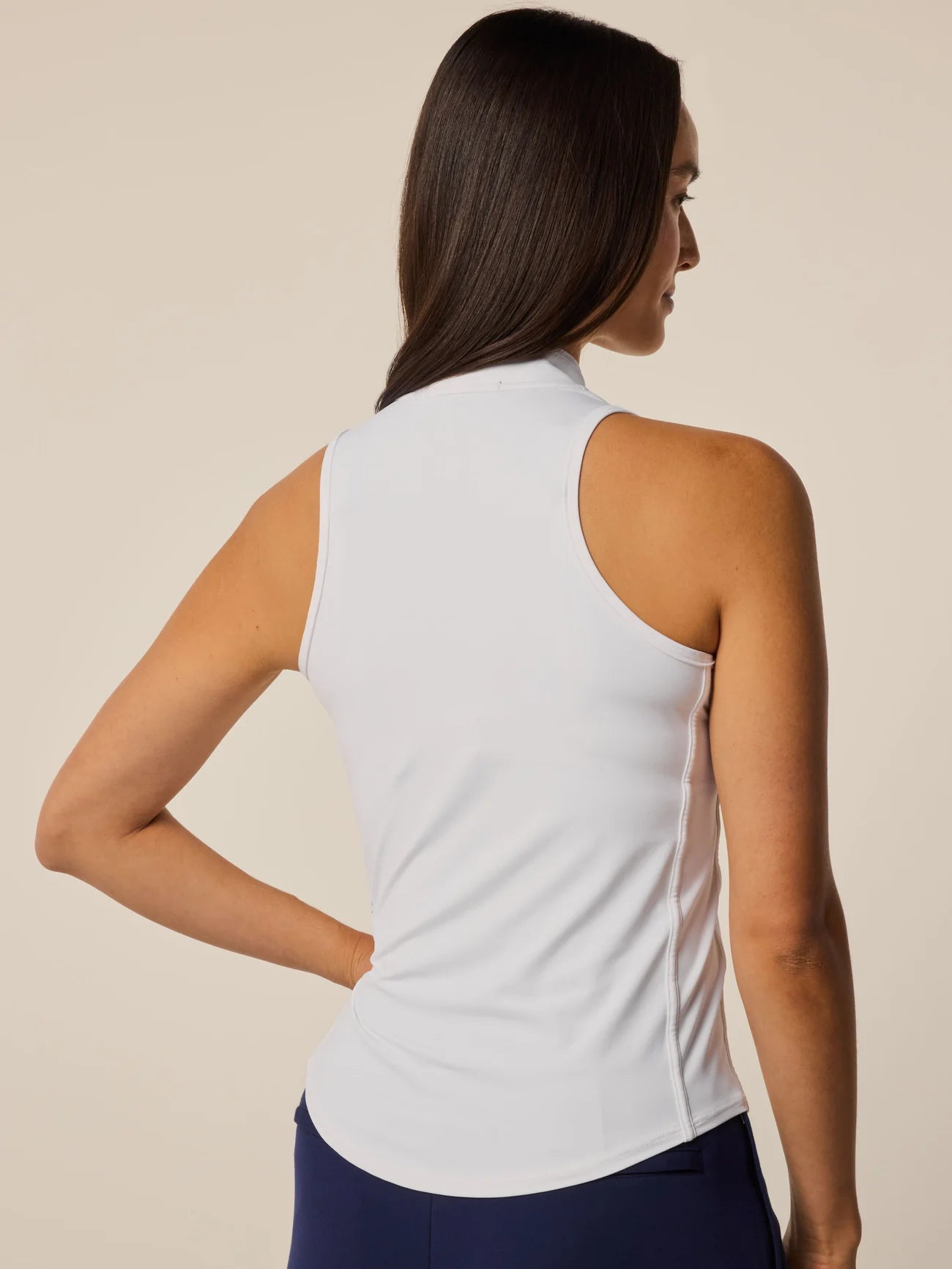 Sleeveless Vesta Mock Neck Top - Arctic