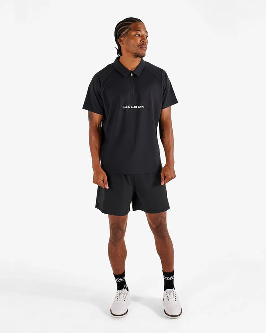 Performance Zip Raglan Polo - Black