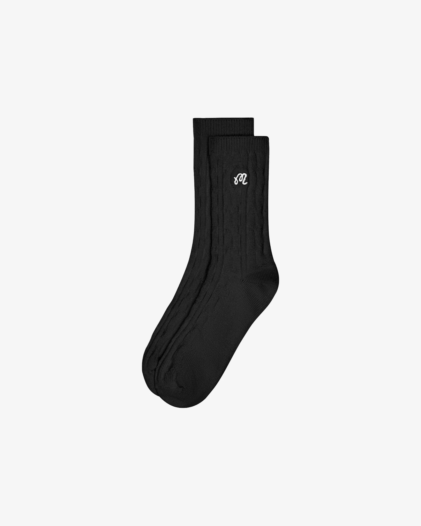 Cable Knit Sock - Black