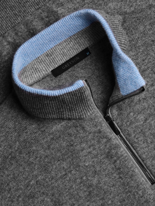Sebonack Quarter Zip Sweater - Dark Grey Heather