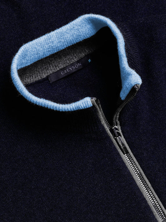 Sebonack Quarter Zip Sweater - Maltese Blue