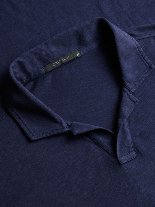 Alpha Slub Johnny Collar Polo - Maltese Blue