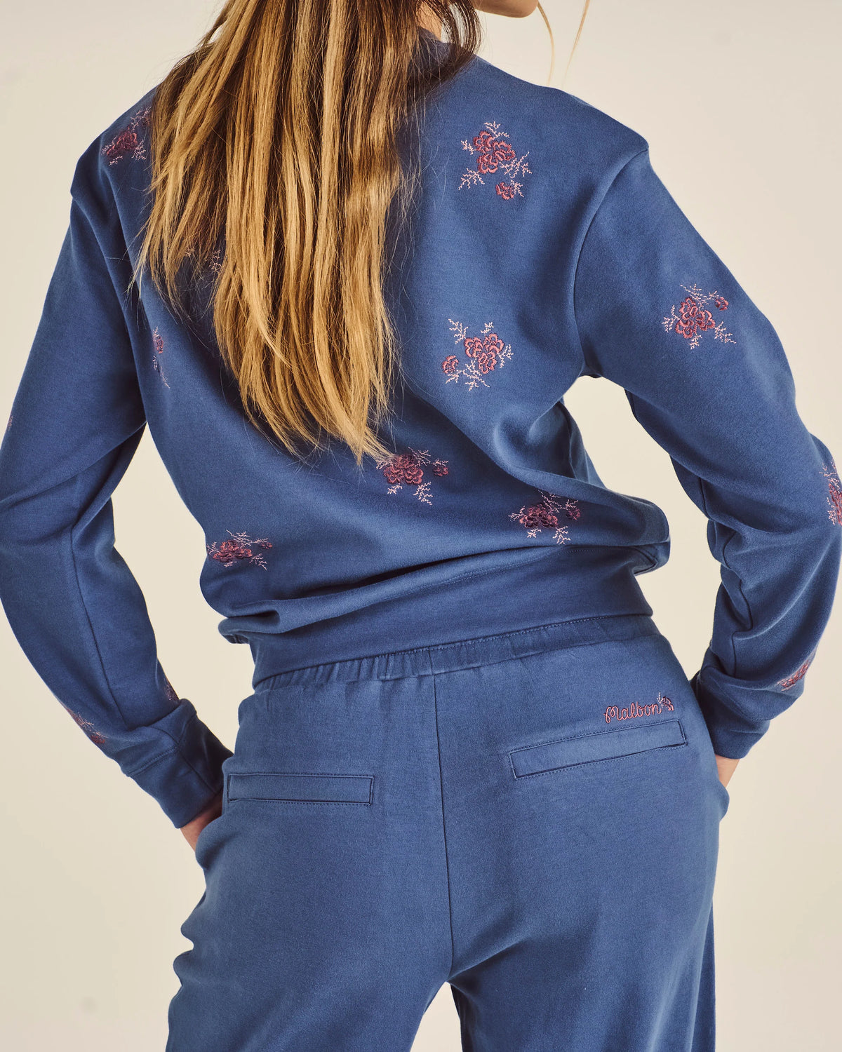 Adeline Embroidered Crewneck - Vintage Indigo