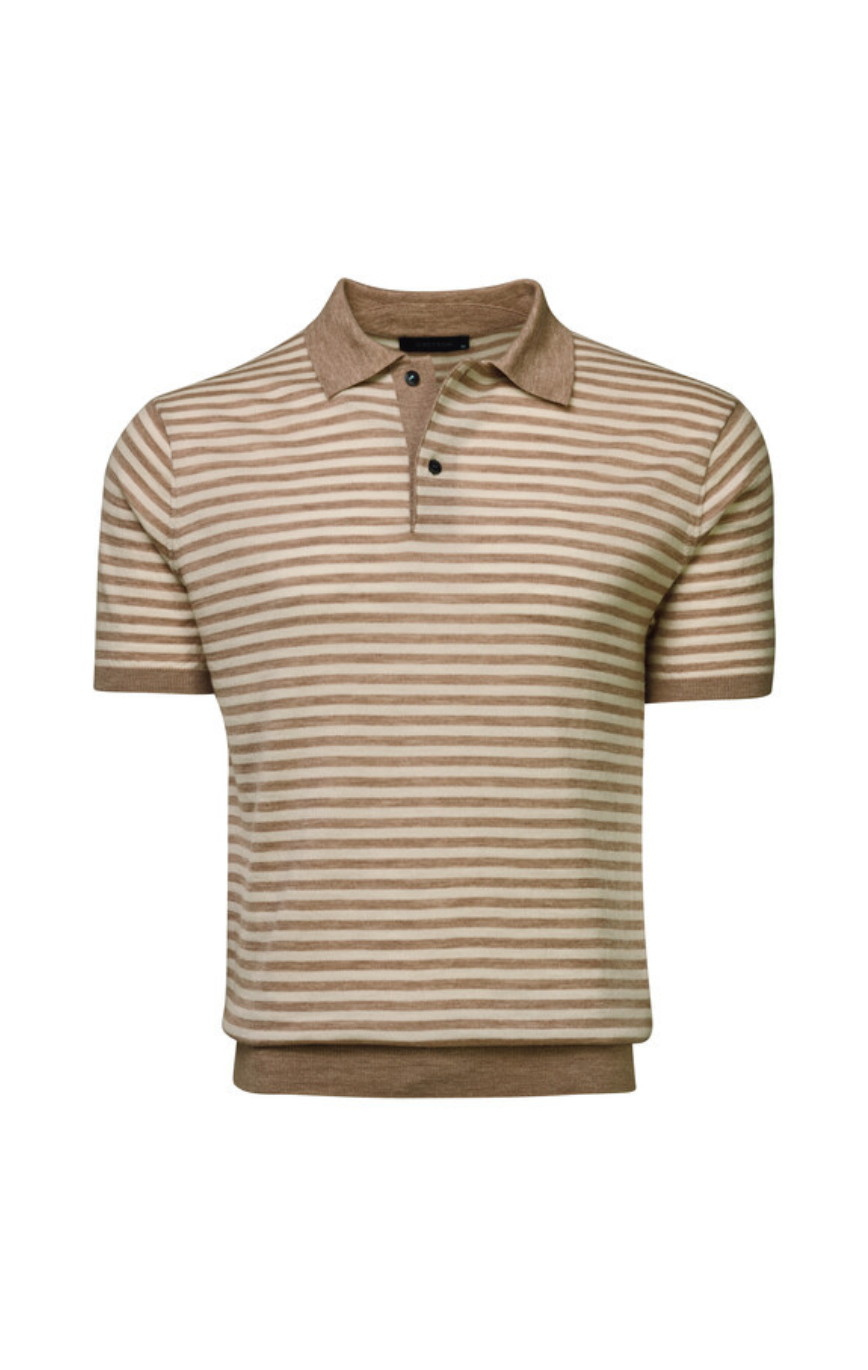 Saratoga Striped Sweater Polo - Fawn Heather / Dune