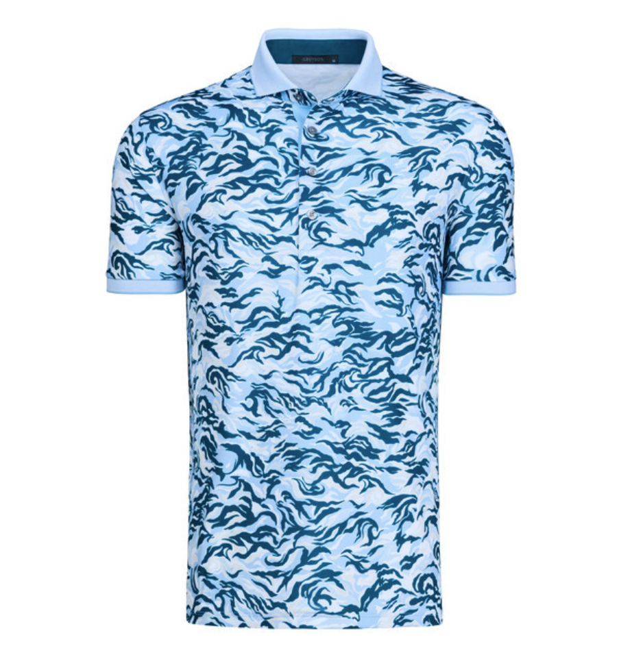 Ocean Camo Polo - Wolf Blue