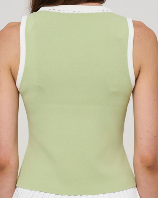 Abella Stitched Tank - Celadon