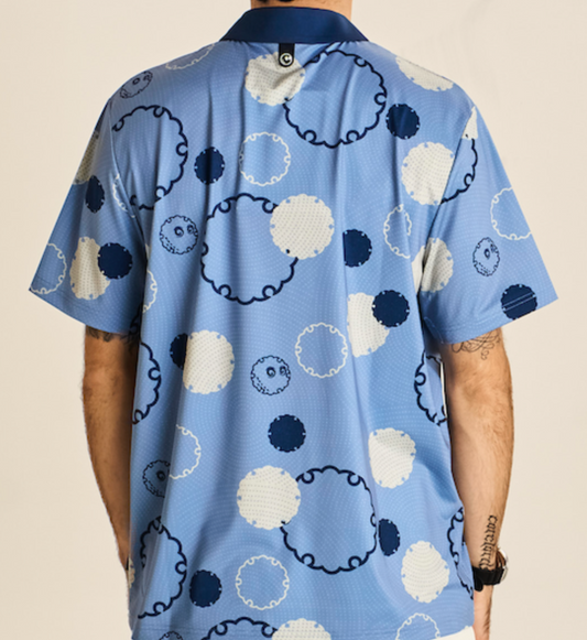 Fairway Printed Polo - Powder Blue Snowflake