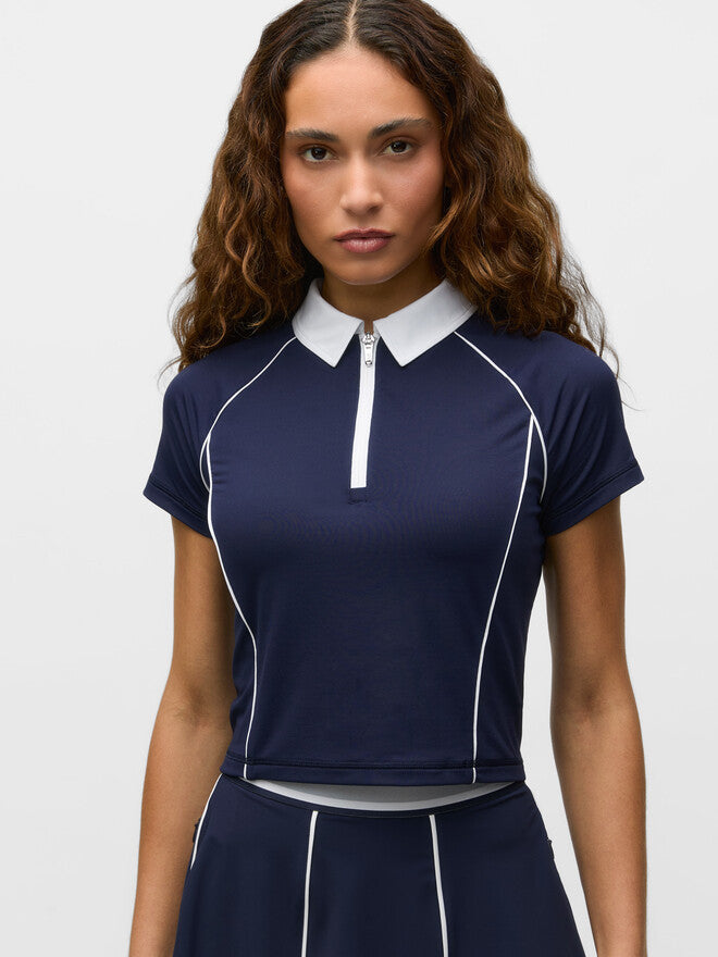 Halley Quarter Zip Polo - Maltese Blue