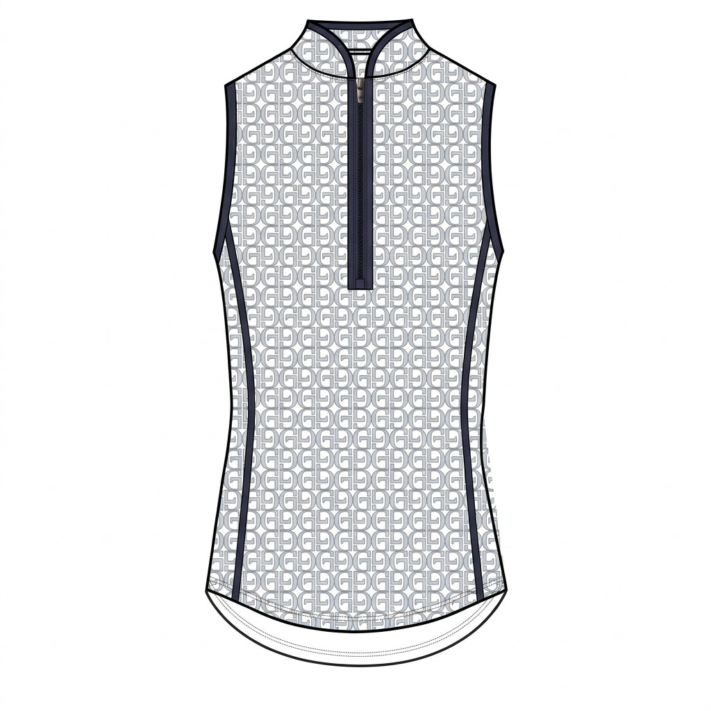Patton Sleeveless Vesta Mock Neck Top - Wolf Blue