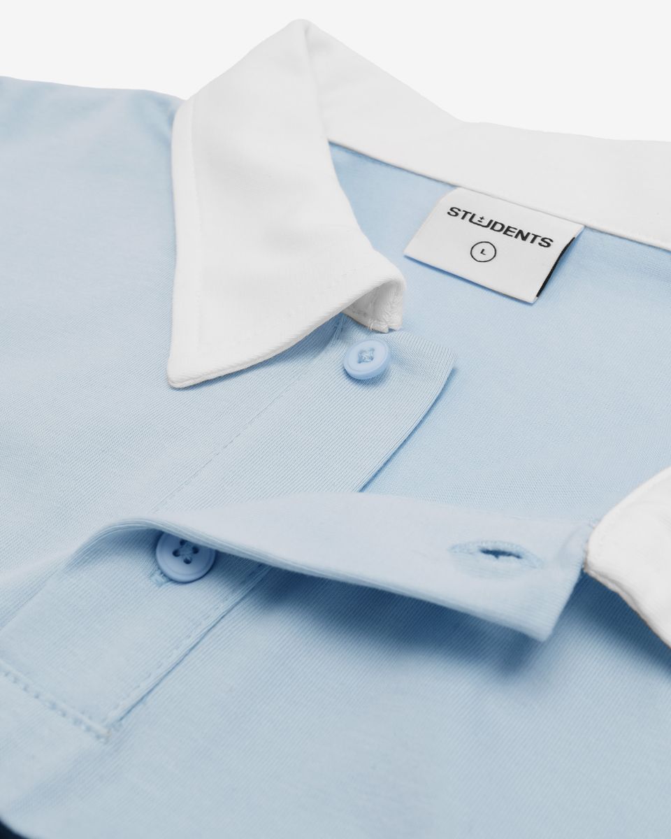 Valdez L/S Rugby Polo - Light Blue