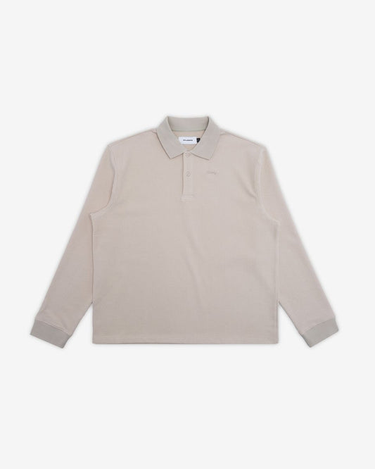 Ceramics L/S Stripe Polo Shirt - Tan