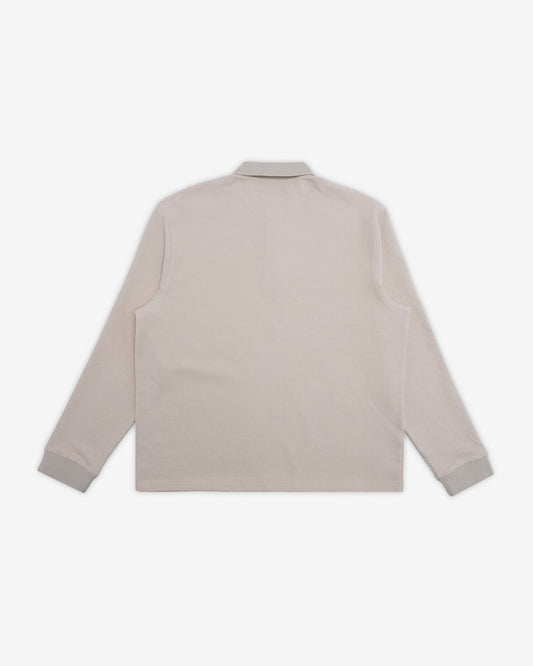Ceramics L/S Stripe Polo Shirt - Tan