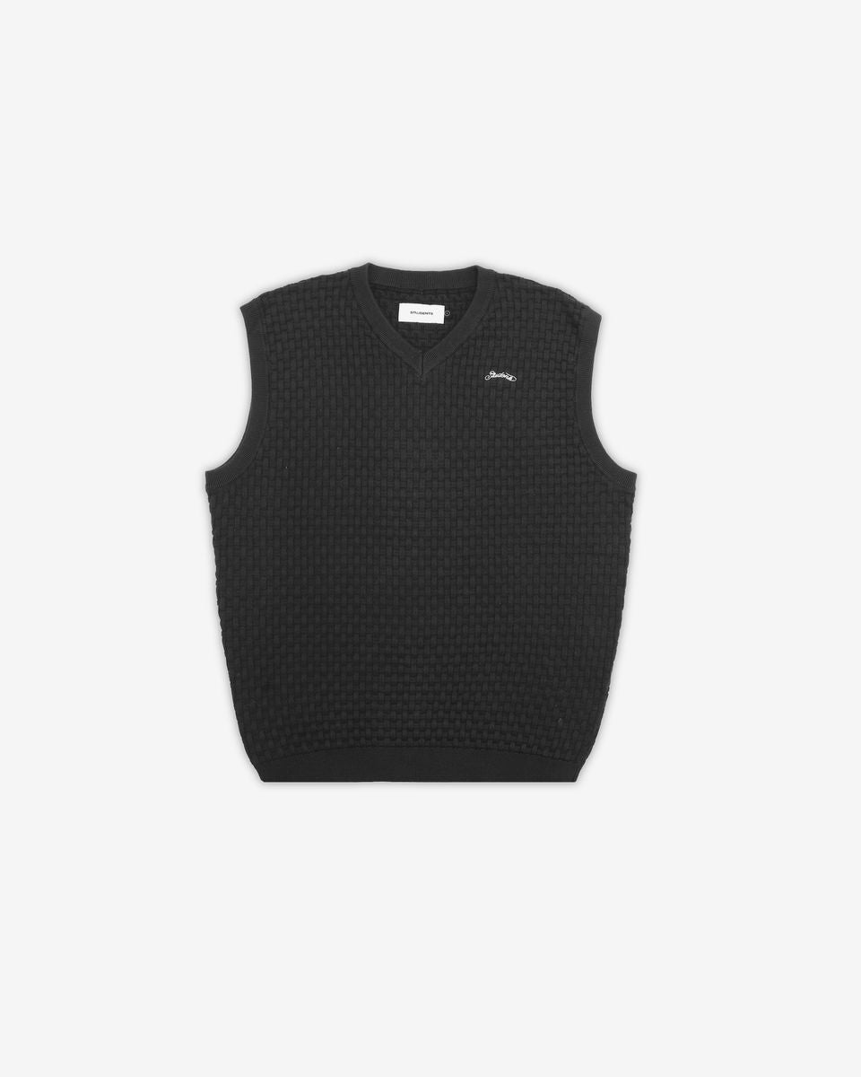 Harvard Knit Sweater Vest - Black