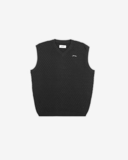 Harvard Knit Sweater Vest - Black