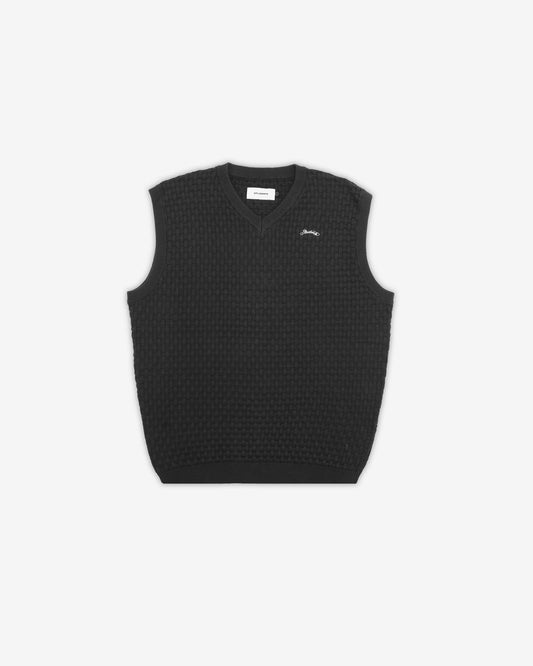 Harvard Knit Sweater Vest - Black