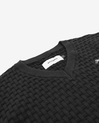 Harvard Knit Sweater Vest - Black