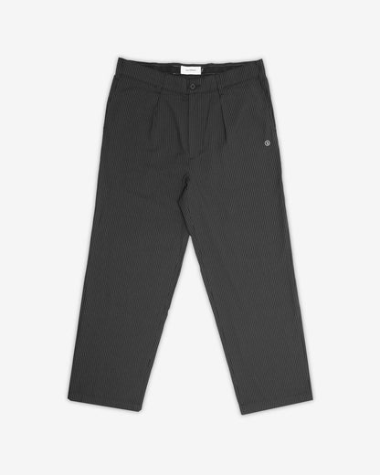Heritage Pinstripe Pleated Pant - Black