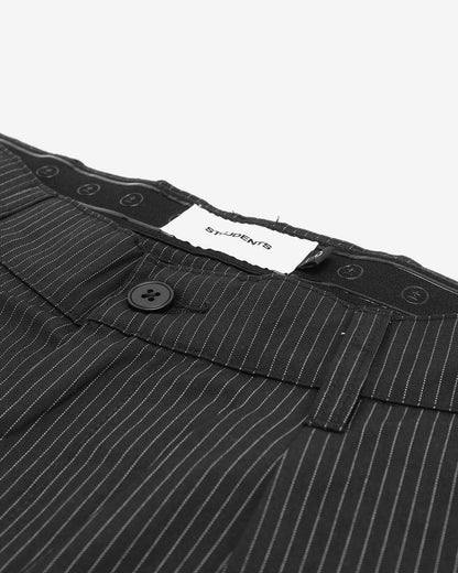 Heritage Pinstripe Pleated Pant - Black
