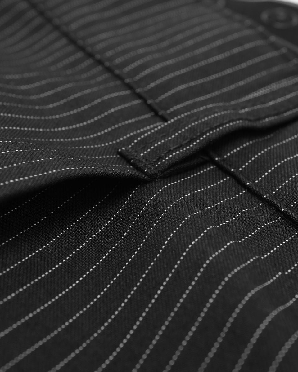 Heritage Pinstripe Pleated Pant - Black