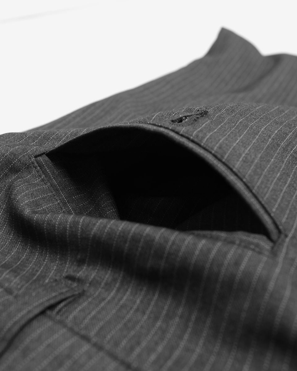 Heritage Pinstripe Pleated Pant - Grey
