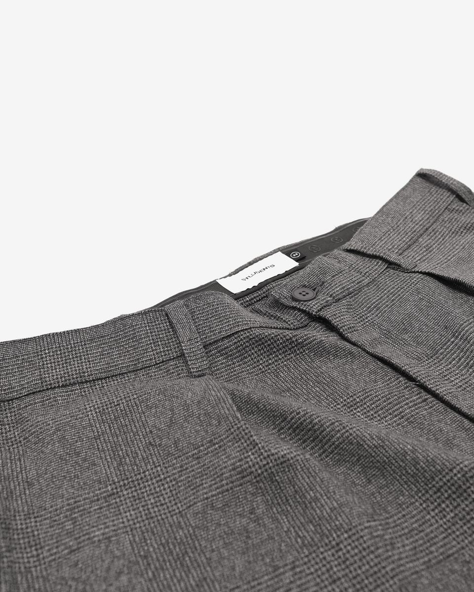 Heritage Herringbone Pleated Pant - Dark Grey