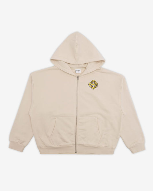 Dean Fleece Zip Hoodie - Nude