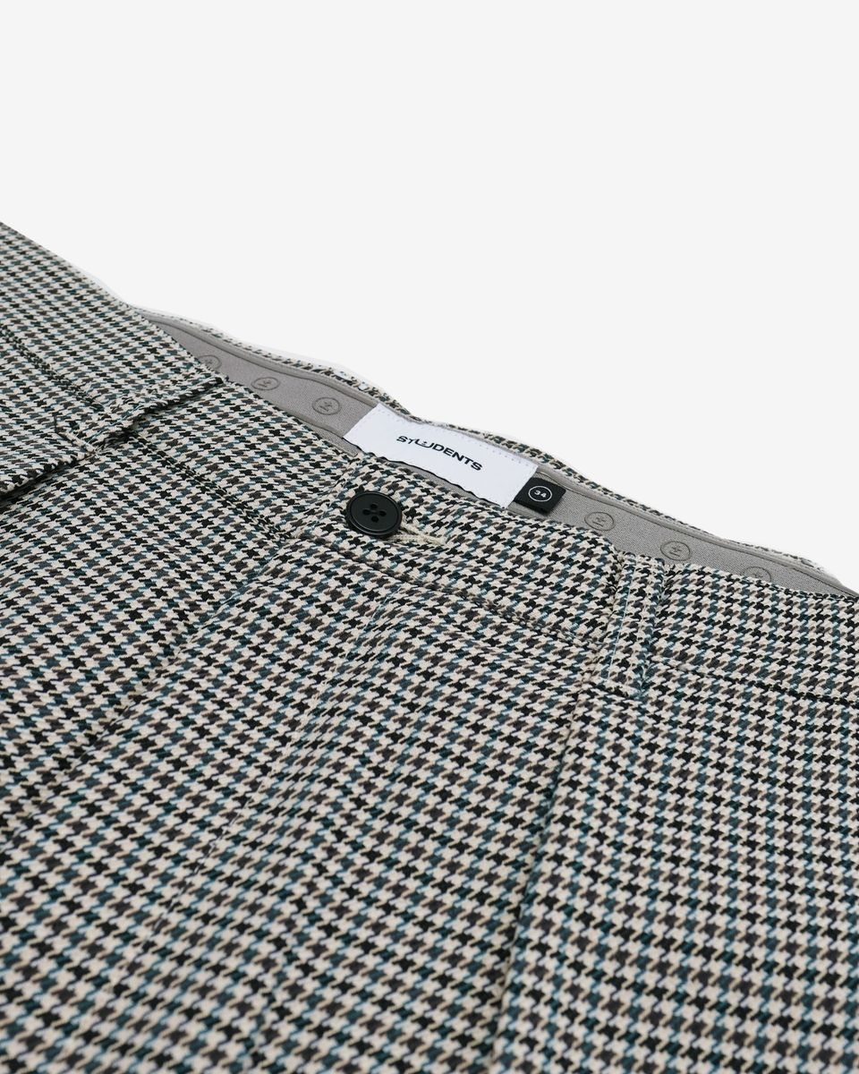 Heritage Houndstooth Pleated Pant - Green