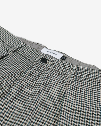 Heritage Houndstooth Pleated Pant - Green