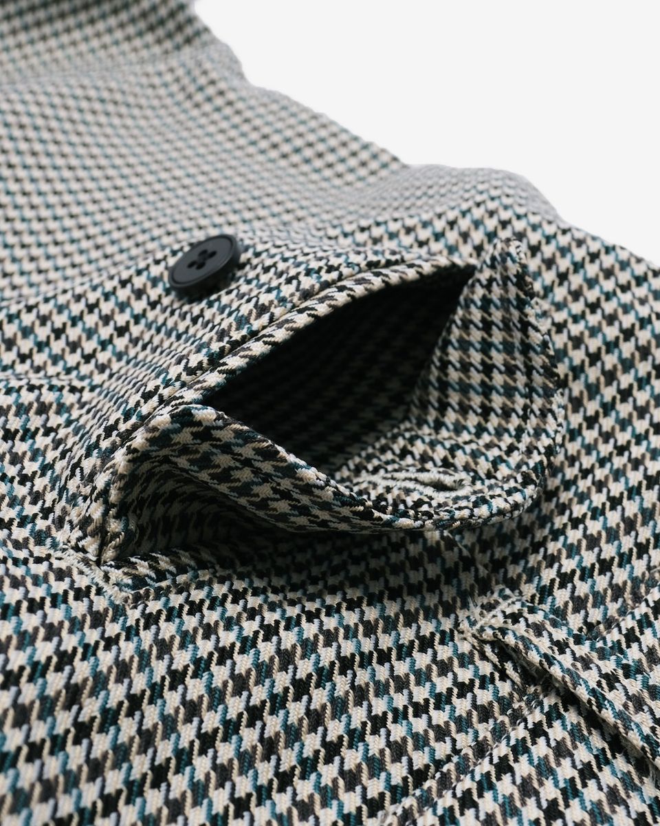 Heritage Houndstooth Pleated Pant - Green