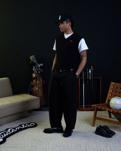 Harvard Knit Sweater Vest - Black
