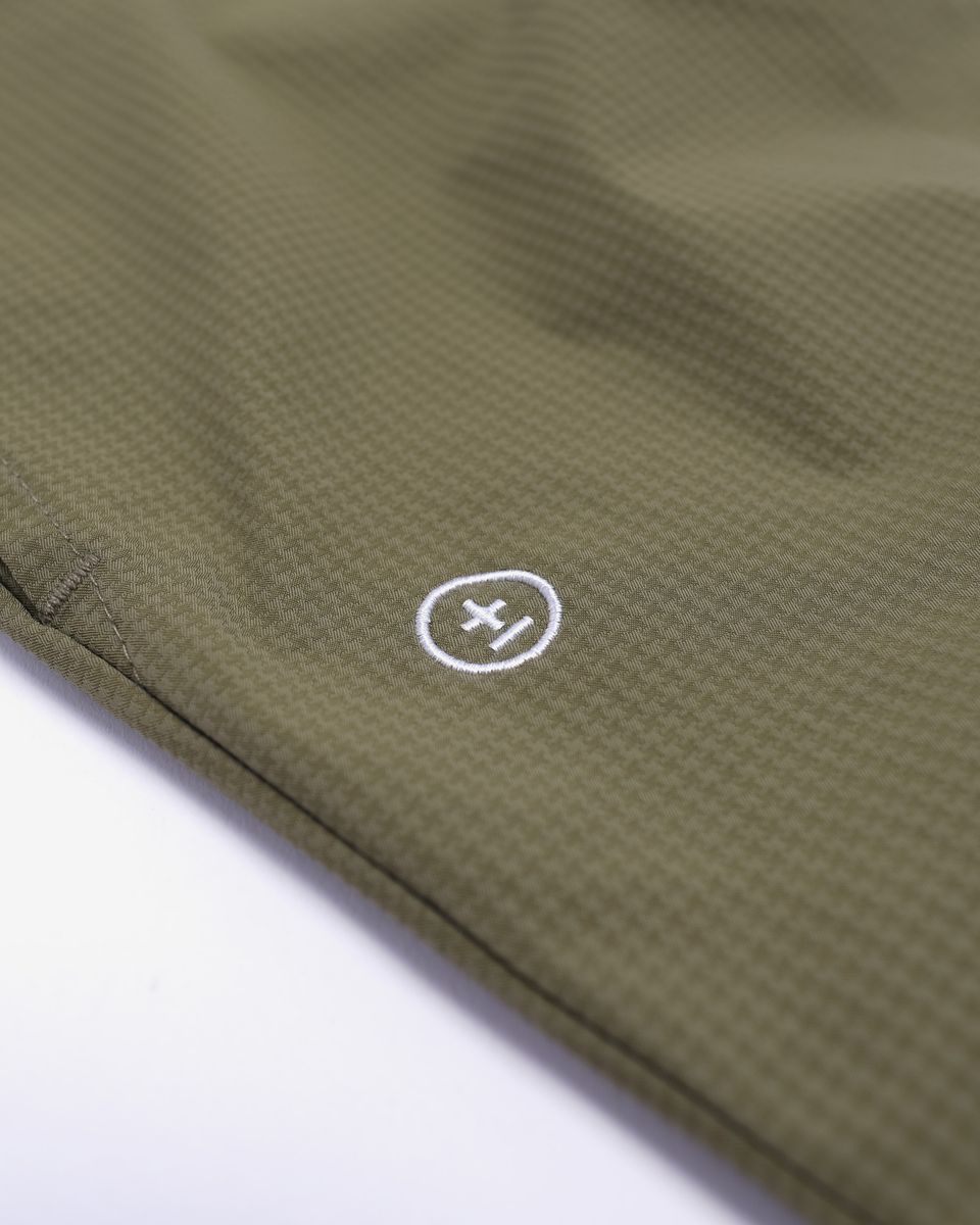 Heritage Nylon Houndstooth Pleated Short - Military