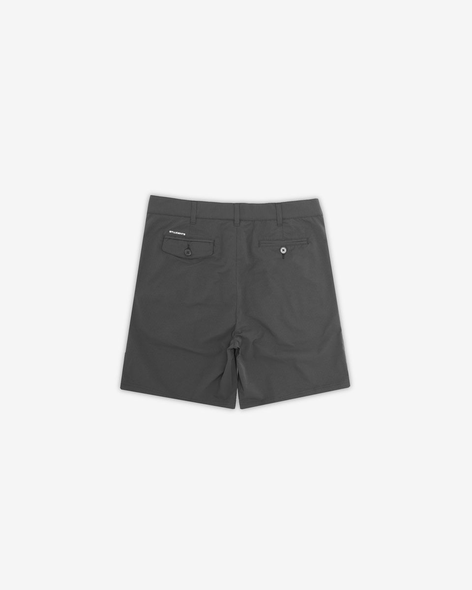 Heritage Nylon Houndstooth Pleated Short - Black