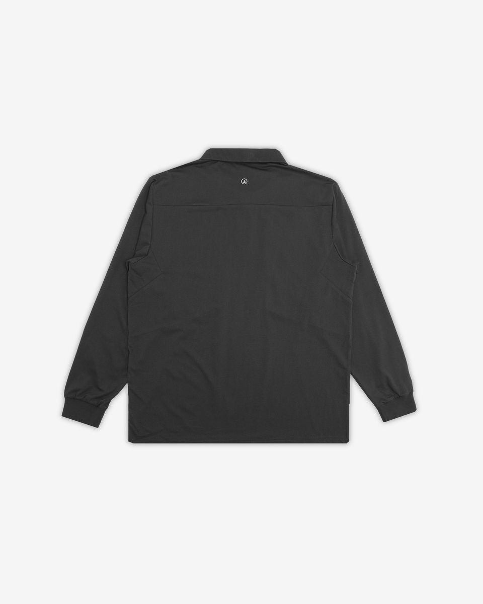 Everett L/S Zip Polo - Black