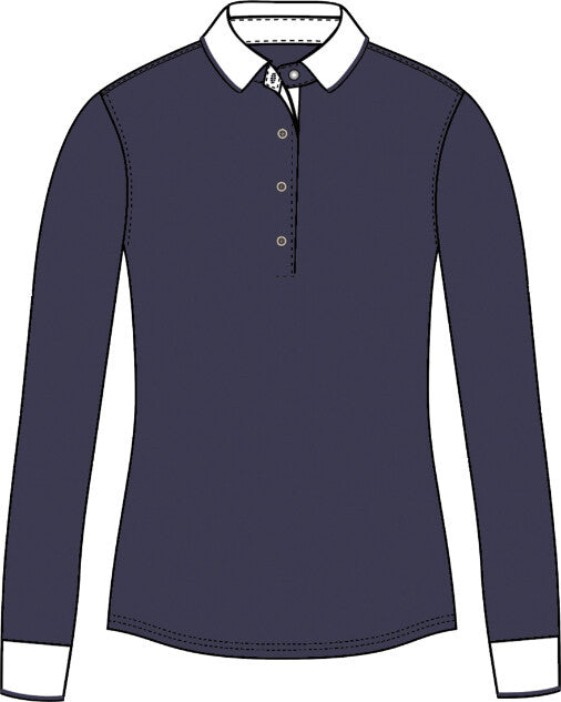 Scarlett Long Sleeve Polo with Crowley Collar and Cuffs - Maltese Blue / Arctic