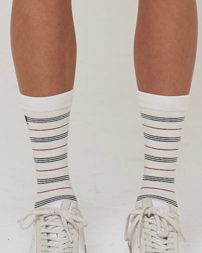 Mackenzie Stripe Sock - White Plaid