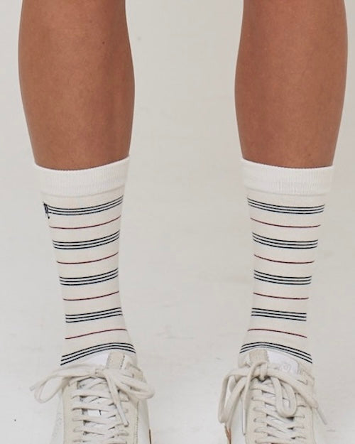 Mackenzie Stripe Sock - White Plaid