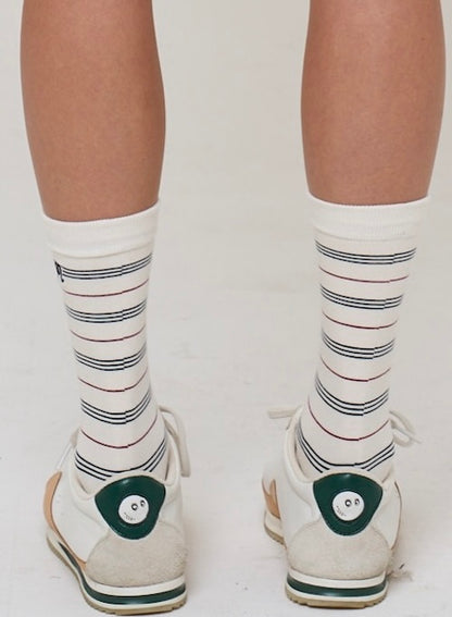 Mackenzie Stripe Sock - White Plaid
