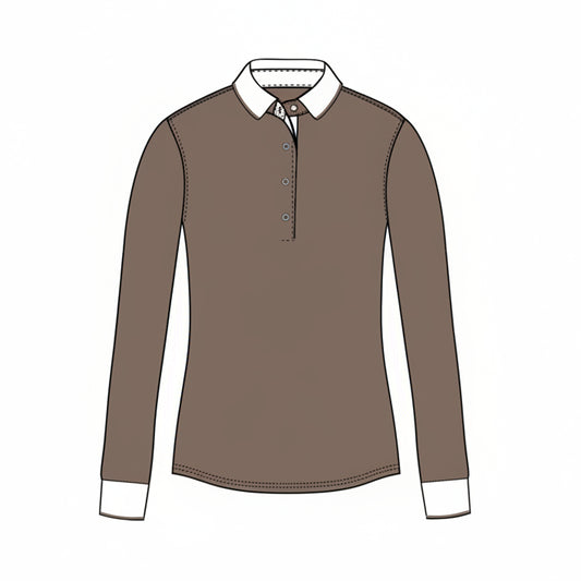 Scarlett Long Sleeve Polo with Crowley Collar and Cuffs - Rye