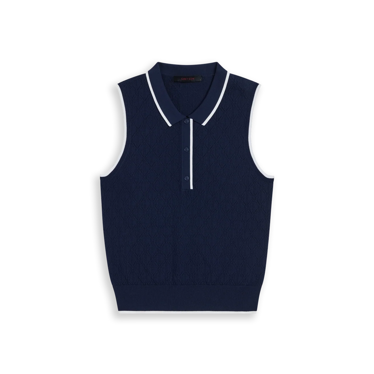 Pointelle Sleeveless Polo - Maltese Blue