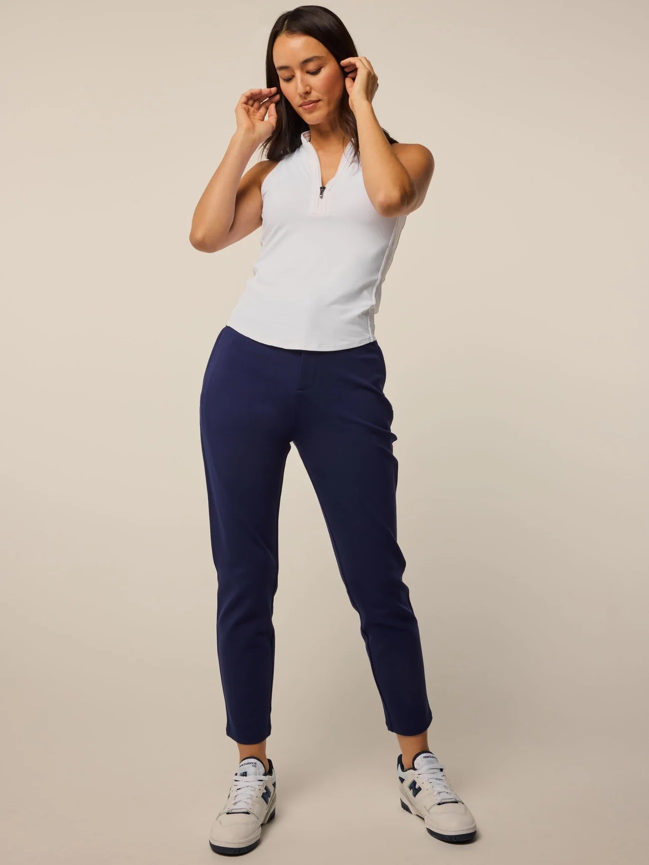 Sleeveless Vesta Mock Neck Top - Arctic