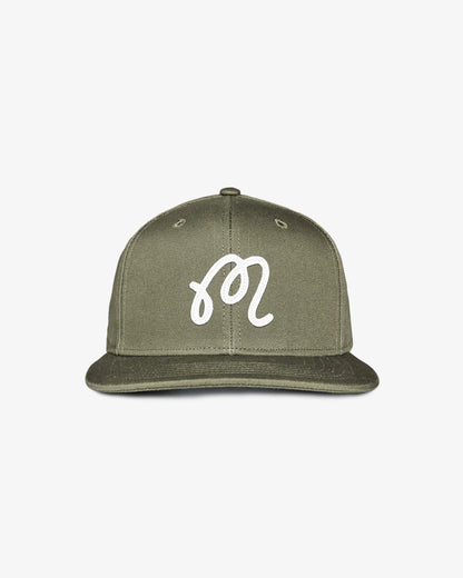 M Script Snapback - Military Green