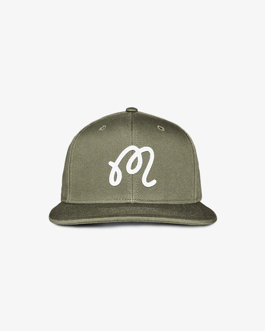 M Script Snapback - Military Green