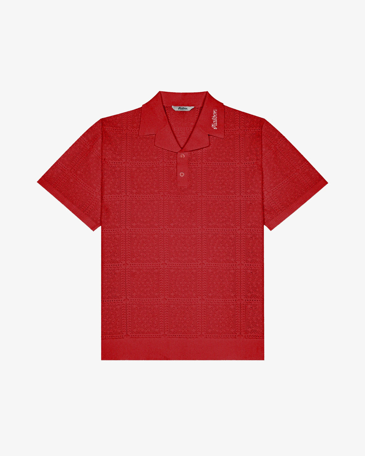 Resort Crochet Polo - Crimson Red