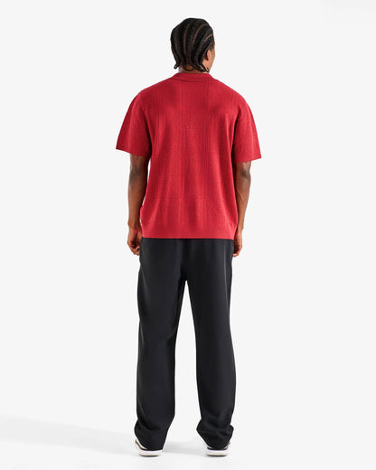 Resort Crochet Polo - Crimson Red