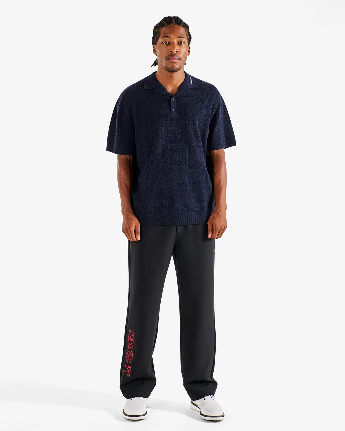 Resort Crochet Polo - Navy