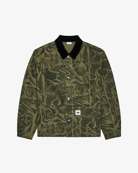 Golf And Hunt Club Scouting Jacket - Wildlife Print Olive