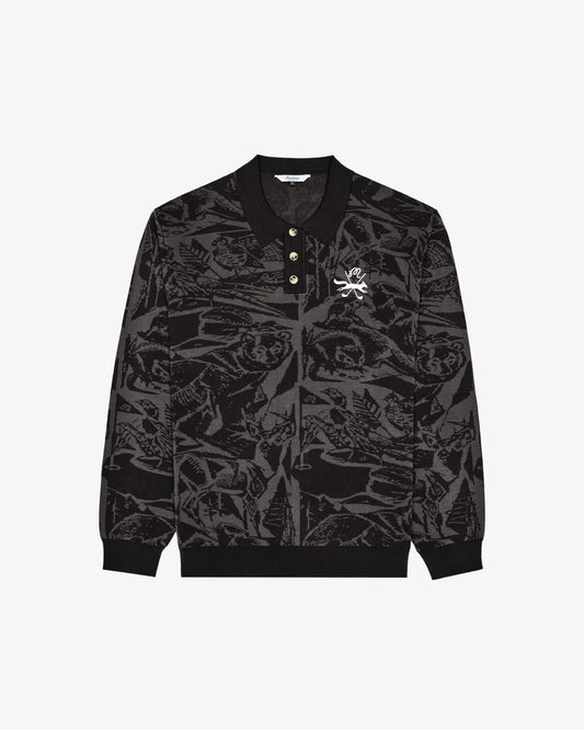 Scouting Sweater - Wildlife Print Black