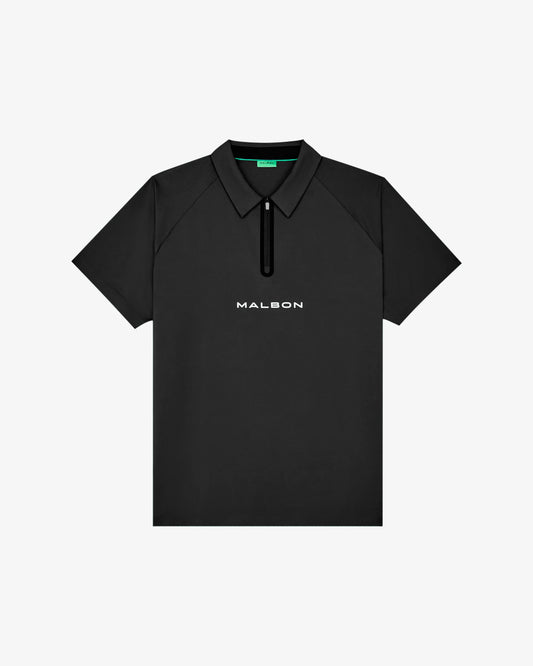 Performance Zip Raglan Polo - Black