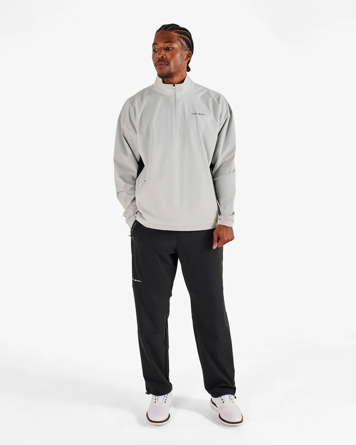 Performance Quarter Zip Shell Pullover - Silver / Black